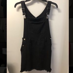 Vestique Black Denim Overalls Dress